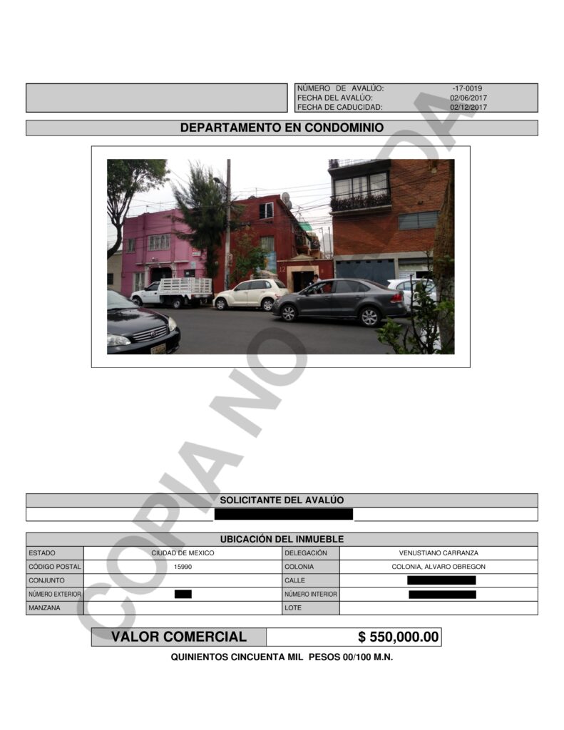 Caratula Avalúo Comercial Tesorería