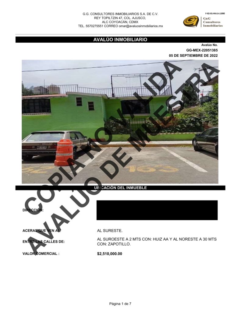 Caratula Avalúo Comercial