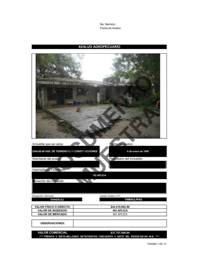 Formato Avalúo Agropecuario Caratula